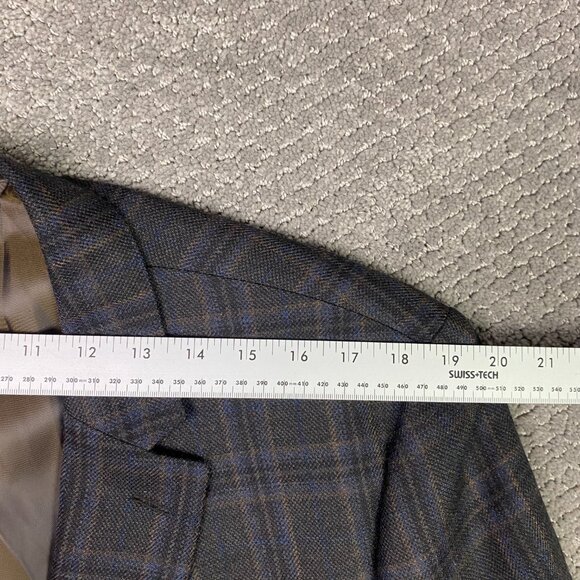 Lauren Ralph Lauren Wool Blazer Sport Coat Men's 44L Brown Blue Windowpane Plaid - Picture 11 of 15